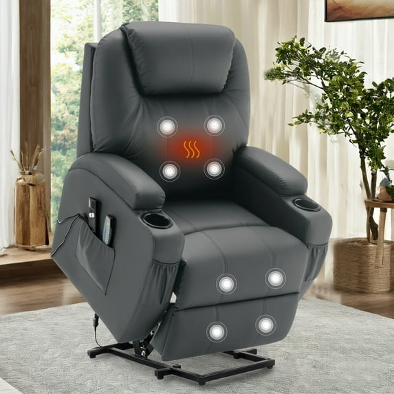 Lnsenfin Power Lift Recliner Chair for Elderly Faux Leather for Living Room,Grey