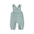 thumbnail image 1 of Lnzyyephy Baby Girls Boys Rompers Solid Color Sleeveless Straps Jumpsuits Summer Infant Clothes Pocket Bodysuits, 1 of 9
