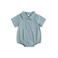 thumbnail image 1 of Lnzyyephy Baby Summer Romper Solid Color Short Sleeve Jumpsuit with Breast Pocket for Toddler Boy Girls Cute Clothes, 1 of 9