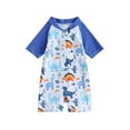 thumbnail image 1 of Lnzyyephy Toddler Baby Rash Guard Swimsuit Cute Dinosaur Print Short Sleeve Zip Up Bathing Suit Swimwear, 1 of 9