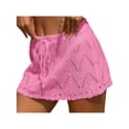 thumbnail image 1 of Lnzyyephy Women Crochet Cover Up Skirt Summer Drawstring High Waist Beach Coverups Knitted Mini Skirt, 1 of 4