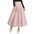 thumbnail image 1 of Lnzyyephy Women Mesh Skirt Solid Multilayer Pleated High Waist Lace Long Tulle Skirts for Wedding Party, 1 of 4