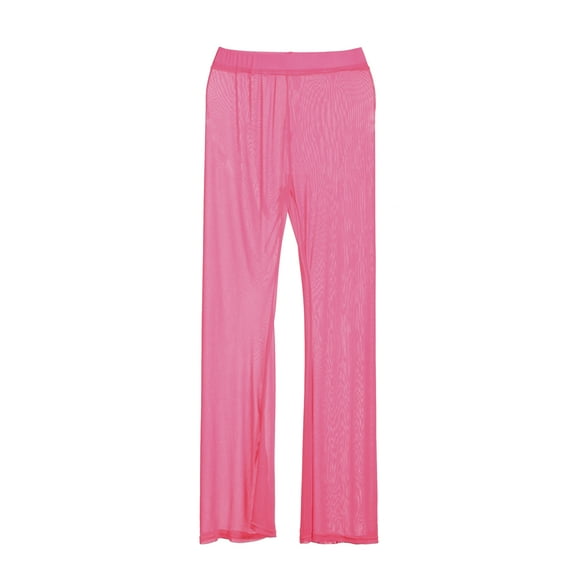 Lnzyyephy Women See-through Pants, Bikini Cover Up Mesh Ruffle Bottoms, Plus Size Loose Long Trousers, Beachwear Swimwear Swimsuit