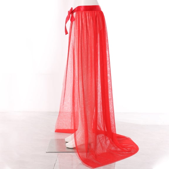 Lnzyyephy Women Sexy Tutu Mesh Skirts, See-throung Maxi Skirts, Solid Color High Waist Skirt