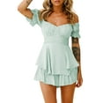 thumbnail image 1 of Lnzyyephy Women Short Jumpsuit, Short Sleeve Off-shoulder Solid Summer Playsuit for Party Club, 1 of 9