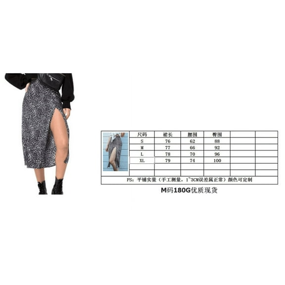 Lnzyyephy Women Summer Clothes, Leopard/Floral Printed High-Waist Half-Length Skirt with Thigh Slit for Girls, Black/Brown