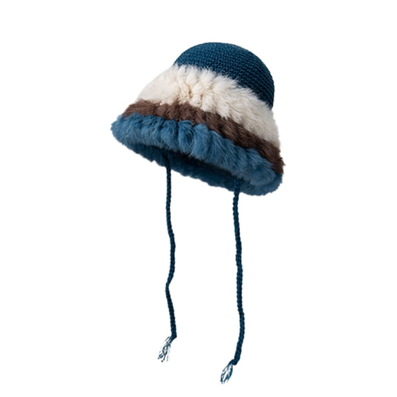 Lnzyyephy Women Winter Bucket Hats Cute Faux Fur Trim Fisherman Hats Beanie Caps for Travel, Beach, Street