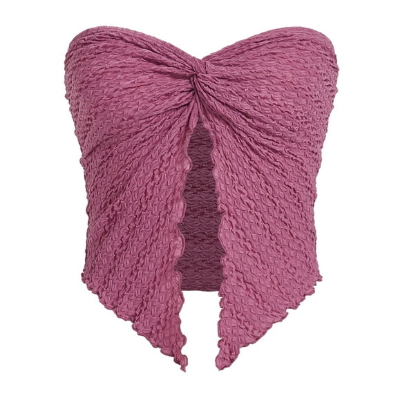 Lnzyyephy Women's Bandeau Tops, Fashion Sleeveless Solid Color Twist Front Split Tube Tops