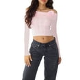 thumbnail image 1 of Lnzyyephy Women’s Knit Crop Tops Basic Solid Color Off Shoulder Long Sleeve T-Shirts Cropped Sweater, 1 of 5