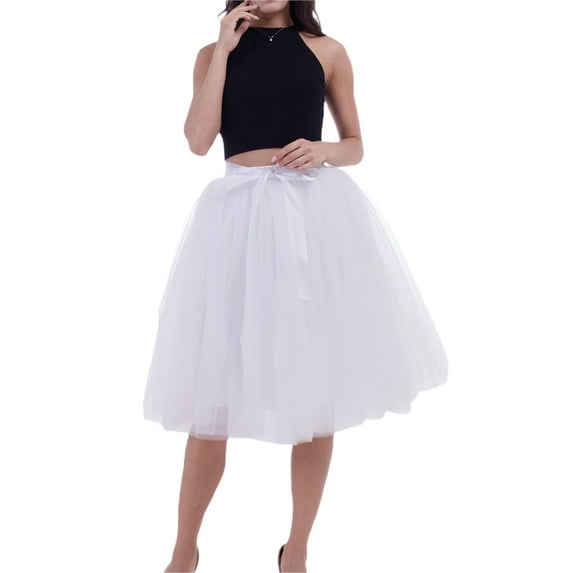 Lnzyyephy Women's Mid Length Skirt, Adult Kids Princess Ballet Tulle Wedding Party Prom Mini Dress
