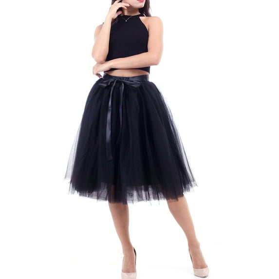 Lnzyyephy Women's Mid Length Skirt, Adult Kids Princess Ballet Tulle Wedding Party Prom Mini Dress