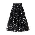 thumbnail image 1 of Lnzyyephy Women's Mid-Length Skirts, Heart Printed High Waist Mesh Vintage Style Skirts, Casual Simple Bottoms, 1 of 6