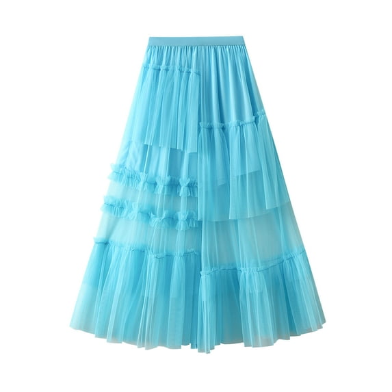 Lnzyyephy Women's Summer Long Mesh Skirt Solid Color Sheer Flowy Skirt for Travel, Beach, Photography