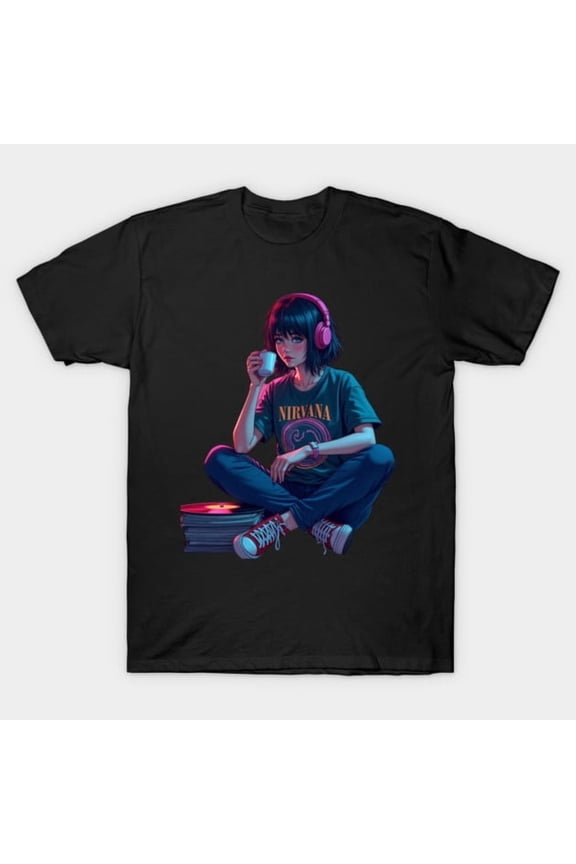 Lo-Fi Chill Girl Aesthetic Coffee & Music Vibes Cozy Room Study Beats Unisex T-Shirt