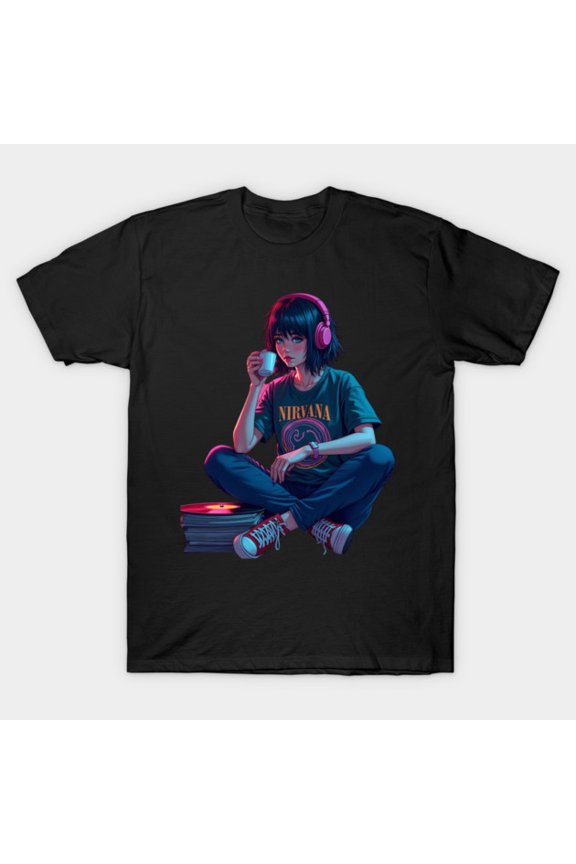 Lo-Fi Chill Girl Aesthetic Coffee & Music Vibes Cozy Room Study Beats Unisex T-Shirt