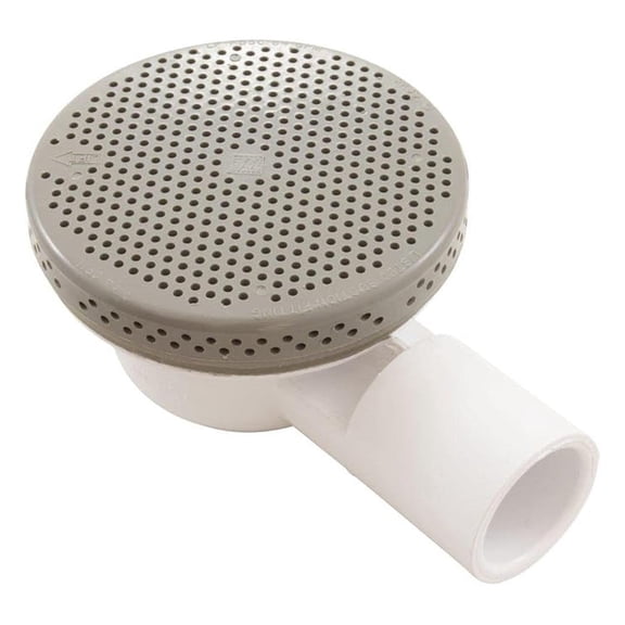 Lo-Pro Spa Floor Drain 3/4 Inch - 90 Degree Ell Gray Plastic Drain for Spa & Hot Tub Floor, Replacement Parts 640-4347