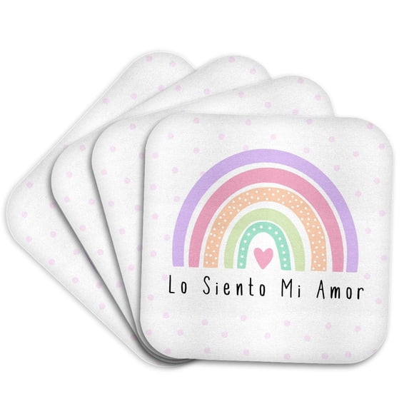 3drose, Lo Siento Mi Amor Im Sorry My Love Forgive Me in Spanish Rainbow, Set of 4 Coasters - Soft