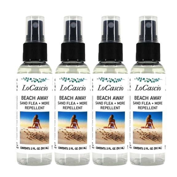 LoCascio- Beach Away, 2 oz, Pack of 4- DEET-Free Essential Oil Body Spray for Outdoor Use Plant-Based Blend, Refreshing Natural Aroma, Travel & Summer Friendly