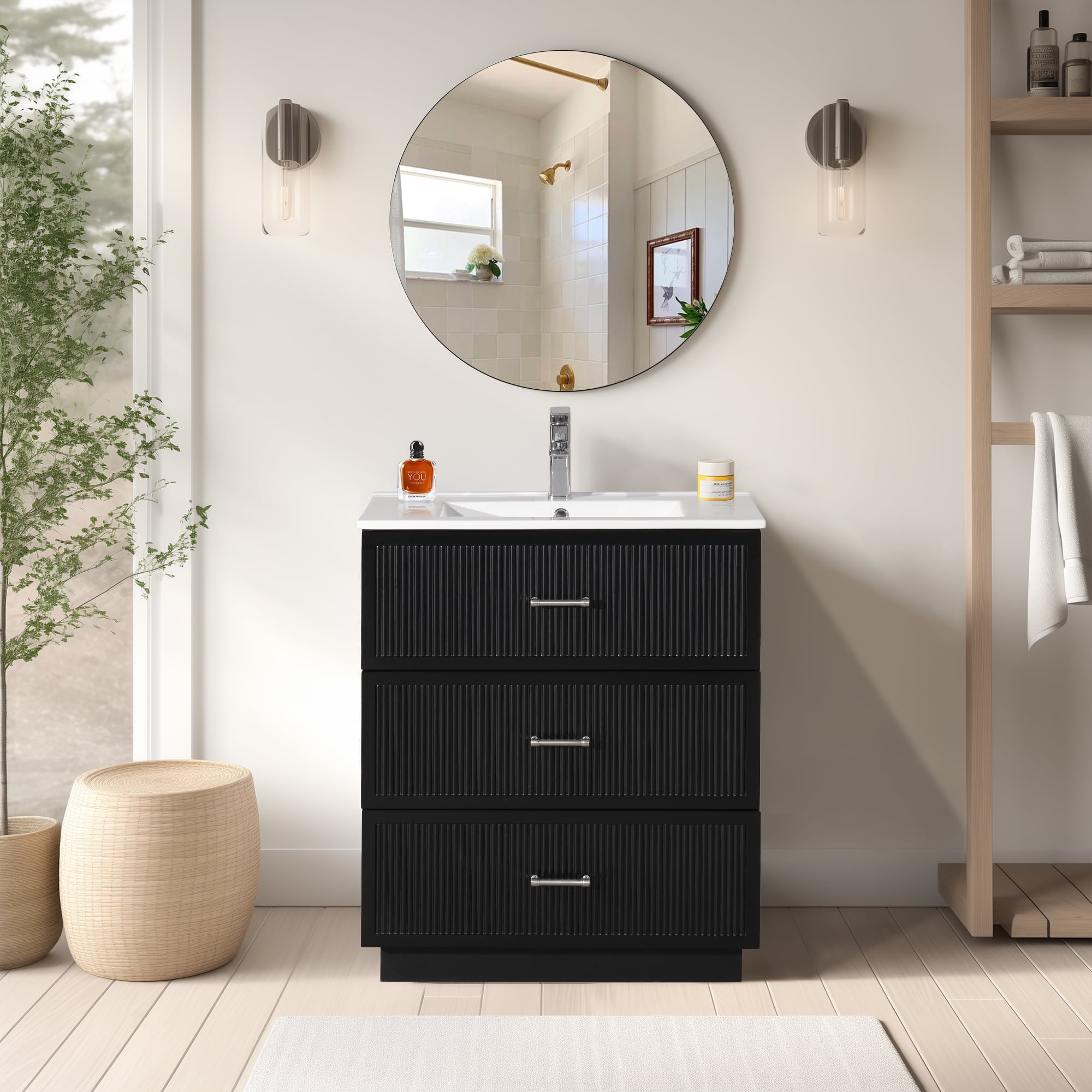 Bathroom Vanity Black Floor