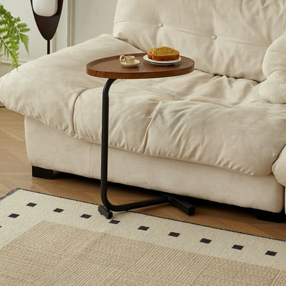 LoLado C-shaped Side Table, Small Sofa Table, Water Drop Frame End Table, for Living Room, Bedroom and Small Space, Brown