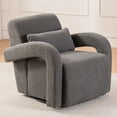thumbnail image 1 of LoLado Cozy Teddy Fabric Upholstered Armchair, 360° Rotatable Modern Sturdy Lounge Chair with Curved Arms and Thick Cushioning for Living Room Bedroom, Dark Gray, 1 of 12