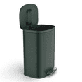 thumbnail image 1 of LoLado Curved Surface 13 Gallon 50L Kitchen Foot Pedal Operated Soft Close Trash Can - Stainless Steel Rectangular Bustbin with 30 Garbage Bags - Green, 1 of 7