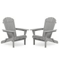 thumbnail image 1 of LoLado Set of 2 Outdoor Wooden Folding Adirondack Chair , Half Assembled Solid Cedar Wood Lounge Patio Chair for Garden, Lawn, Backyard, Deck, Pool Side, Fire Pit, Gray, 1 of 9
