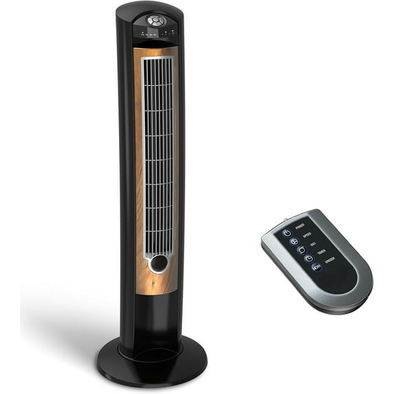 LoLiLi Oscillating Tower Fan, Remote Control, Ionizer, 3 Speeds, Timer, for Bedroom, Office, Kitchen 42", Black
