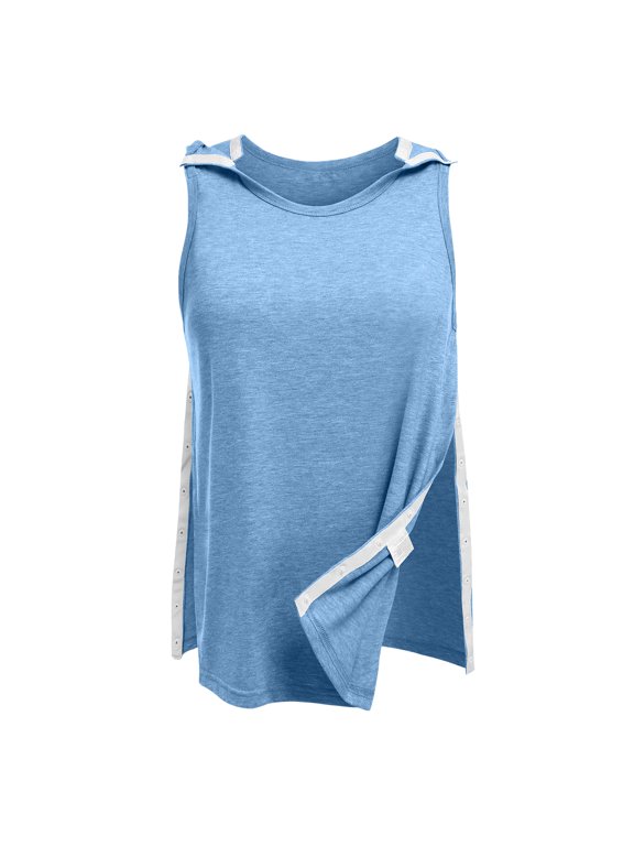 Women's Sleeveless Snap-Open Recovery Top – Full Button Front Adaptive Shirt for Shoulder, Spinal & Post-Surgery Care
