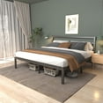 LoVinson Industrial Wood & Metal King Size Bed Frame with Headboard, No