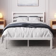 thumbnail image 1 of Queen Size White Metal Bed Frame with Headboard, Heavy Duty Sturdy Platform Bed, No Box Spring Needed, Easy Assembly, Noise-Free, Modern Style Bedroom Furniture, 1 of 7