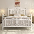 thumbnail image 1 of EBERY Queen Size Metal Bed Frame with Butterfly Pattern Design Headboard & Footboard, Underbed Storage, White, 1 of 9