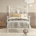 thumbnail image 1 of EBERY Twin Size Metal Bed Frame with Butterfly Pattern Design Headboard & Footboard, Underbed Storage, White, 1 of 9