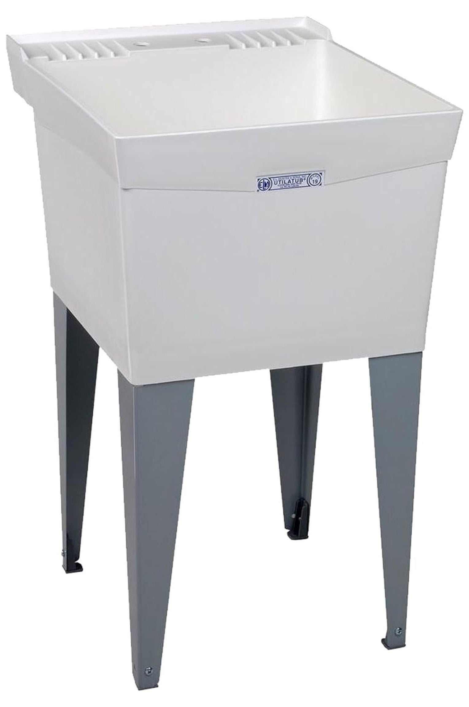 Mustee White 20" x 24" Freestanding Laundry Tub with Steel Legs