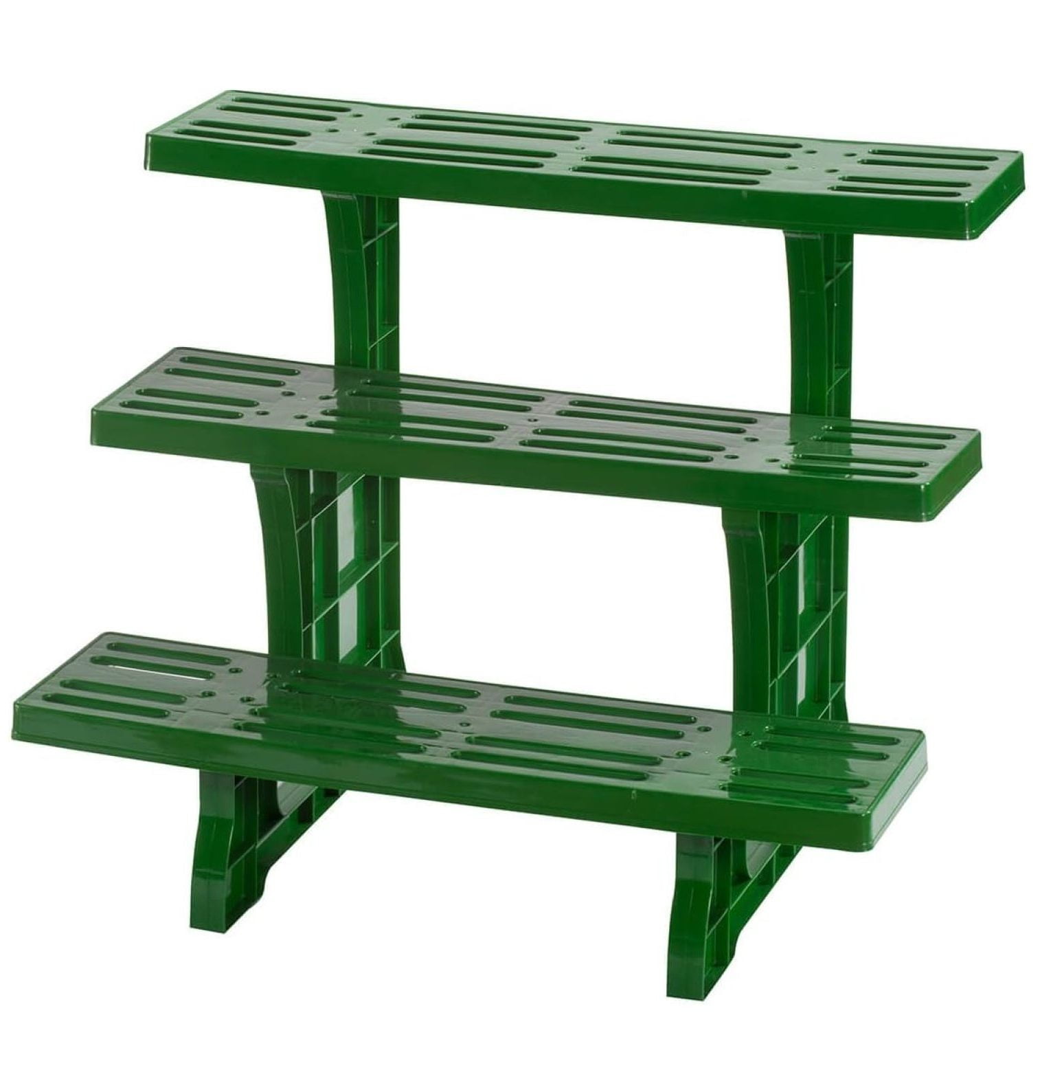 Green Plastic Triangular 3-Tier Indoor/Outdoor Plant Stand