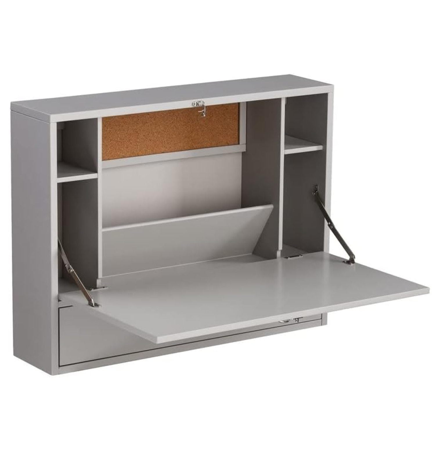 Gray Wall Mounted Foldable Writing Desk with Drawer