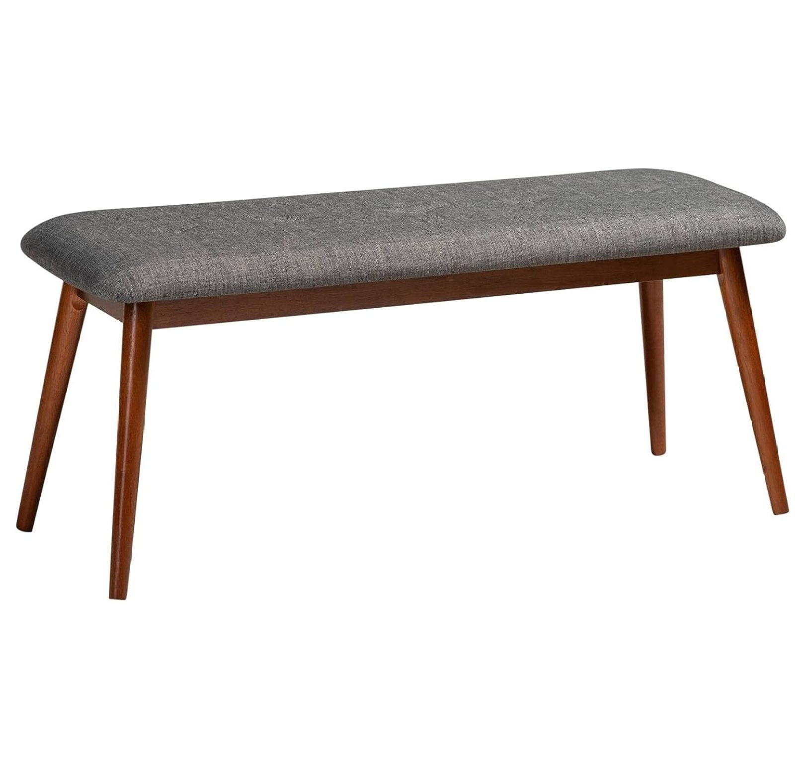 Flora Medium Oak and Gray Upholstered Dining Bench