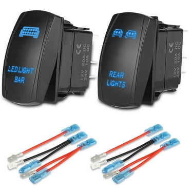 Joinfworld Blue LED Rocker Switch Kit – 12V 5-Pin ON/OFF Waterproof Toggle Switch For Car, Boat, ATV, UTV Lights