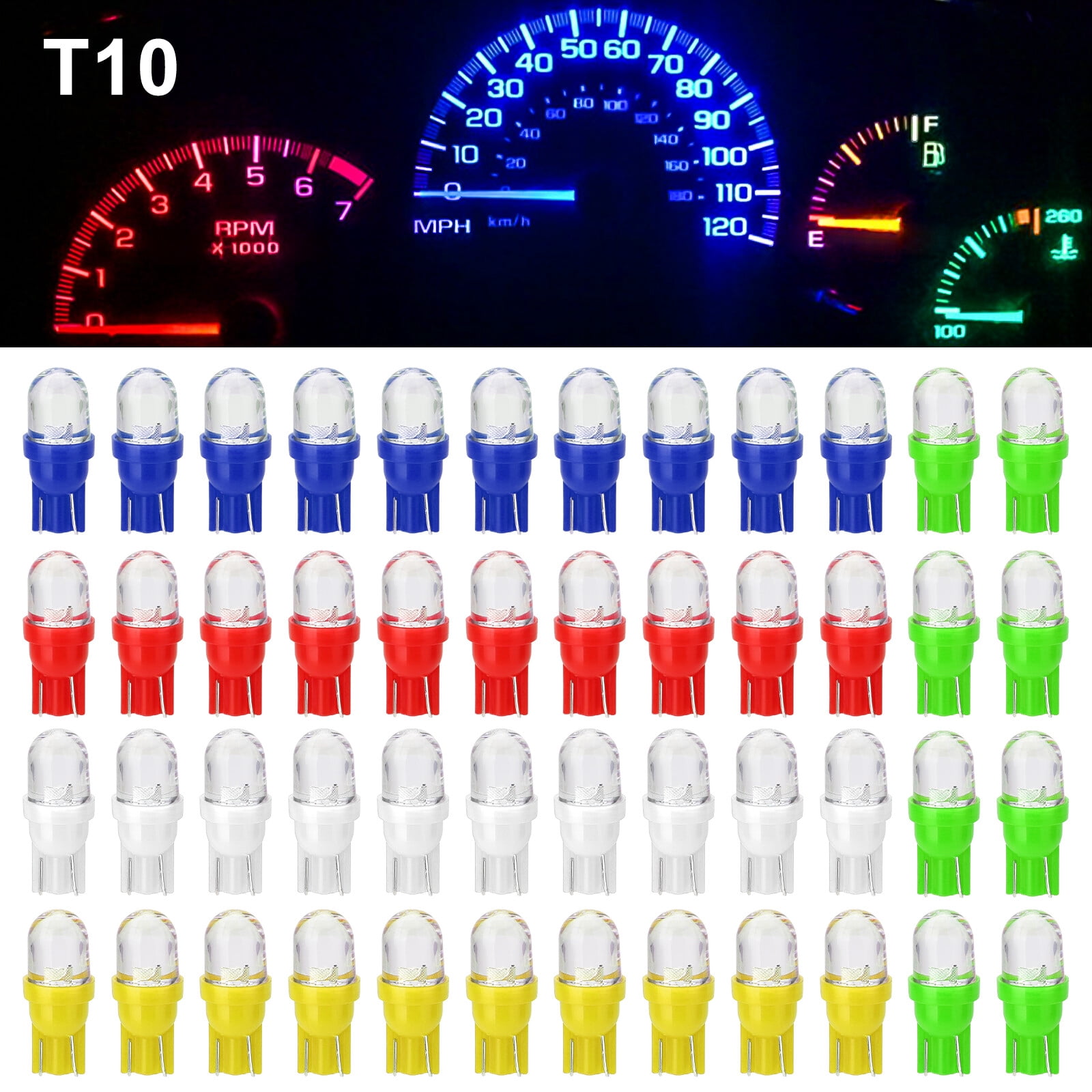 LoYaa 50 x T10 194 Car LED Bulbs for Instrument Panel Gauge Cluster Dash Light 168 2825