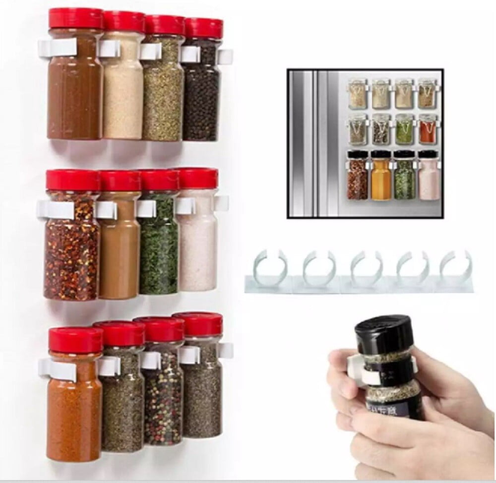 LoYaa Kitchen Spice Rack Organizer – 20 Clip Strip Holder for Cabinet Door Storage - Walmart.com
