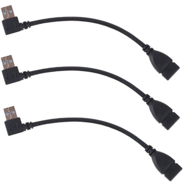 3-Pack USB 3.0 Right Angle 90 Degree Extension Cable – Male To Female Adapter