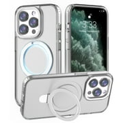 Loaaun Designed for iPhone 15 Pro Max Case with Magnetic Invisible Stand with MagSafe, Shockproof Translucent Matte for Case 6.7 inch, Clear
