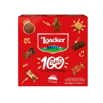 Loacker Best of Wafer & Chocolate Specialties 14.11 oz., 100 Years EDITION of 44 Loacker's premium individually wrapped mini wafer & chocolate specialties.