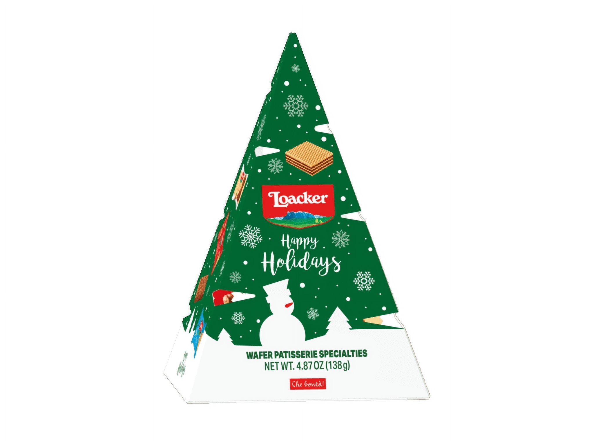 Loacker Festive Christmas Tree: Assorted Wafer & Chocolate Specialties Gift Box - Limited Holiday Edition - 138g/4.87 oz.