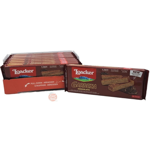 Loacker Gardena chocolate; wafers with chocolate cream filling, 200-gram wrappers in tray (case of 10)