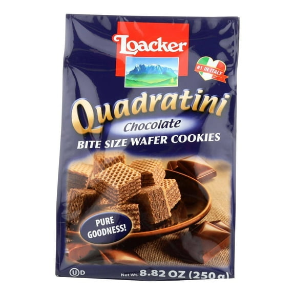 Loacker Quadratini Bite Size Chocolate Wafer Cookies - Case of 6 - 8.82 OZ
