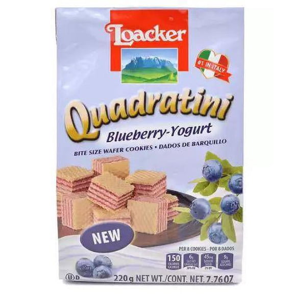 Wafers w/ Blueberry-Yogurt Cream Filling "Quadratini" by Loacker -  7.76 oz