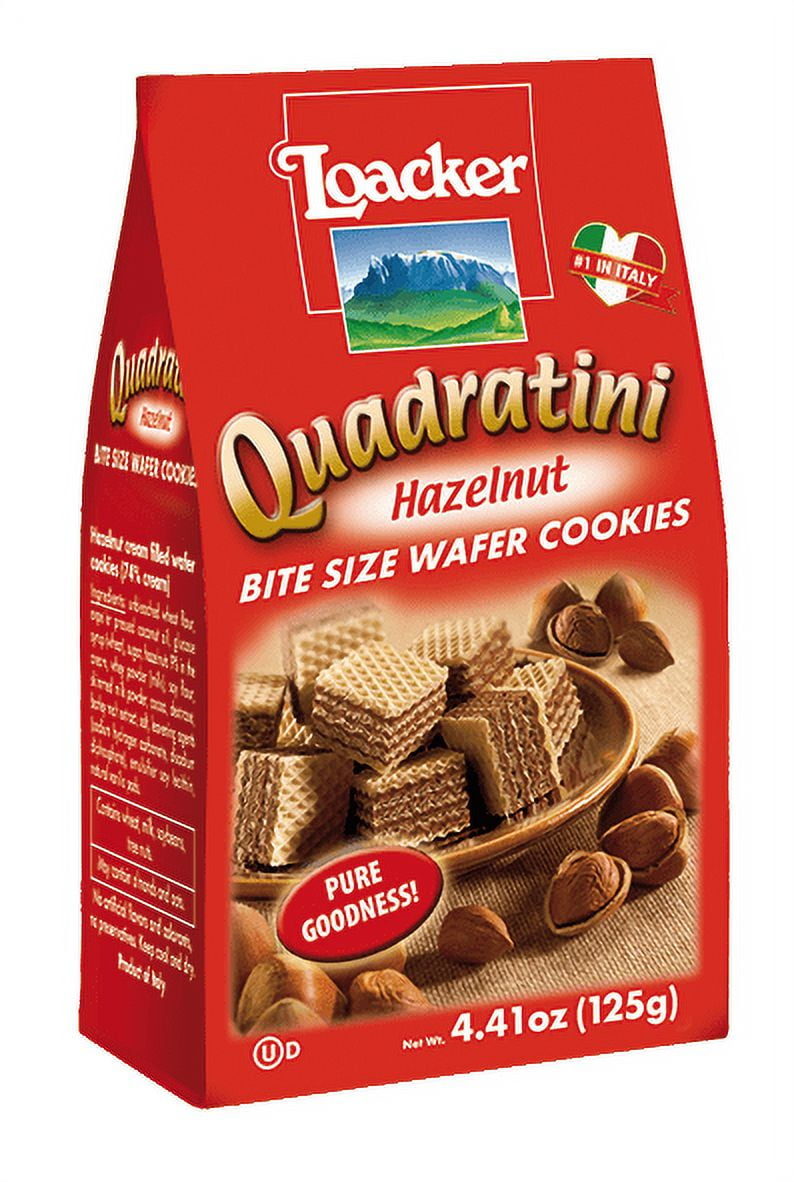 Loacker Quadratini Hazelnut Wafer Cookies, 125g/4.41oz., Pack of 6