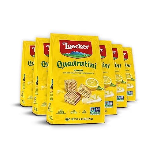 Loacker Quadratini Lemon Wafer Cookies SMALL 30 Less Sugar Premium