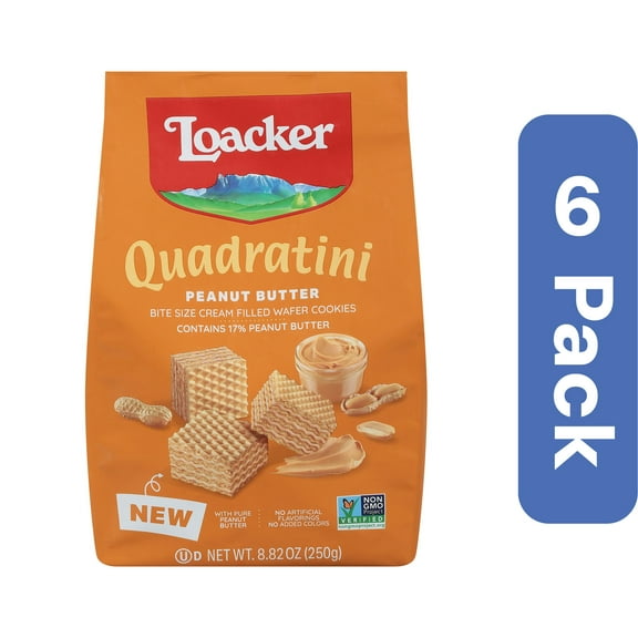 Loacker Quadratini Peanut Butter Cookies 8.82 oz (Pack Of 6)